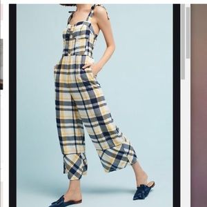 Anthropologie Plaid Wide Leg Jumpsuit (Moon River)